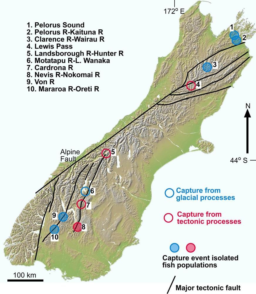 মানচিত্র, ঘাট, নদী, নিউজিল্যান্ড